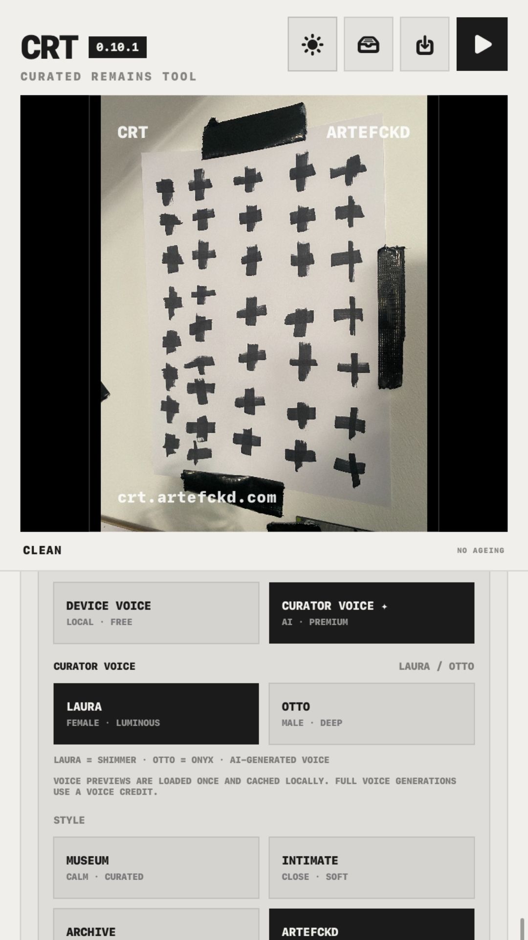 CRT app interface